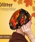 Glitter Pumpkins  - Scrub Cap - rae & grace - Euro - Accent Top