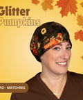 Glitter Pumpkins  - Scrub Cap - rae & grace - Euro - Matching Top