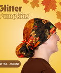 Glitter Pumpkins  - Scrub Cap - rae & grace - Ponytail - Accent Top