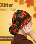 Glitter Pumpkins  - Scrub Cap - rae & grace - Ponytail - Matching Top