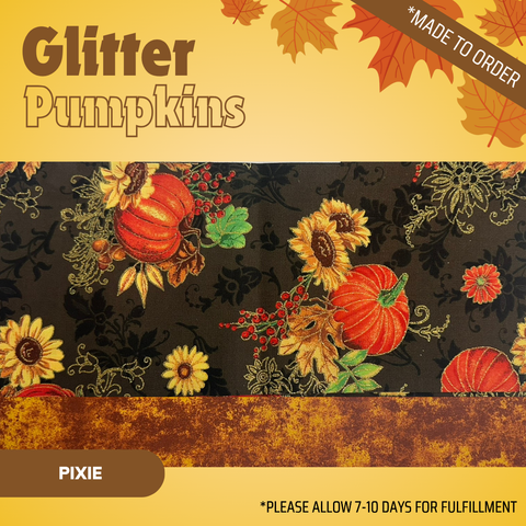 Glitter Pumpkins  - Scrub Cap - rae & grace - Pixie - Made to order Please allow 7-10 days for fulfillment.