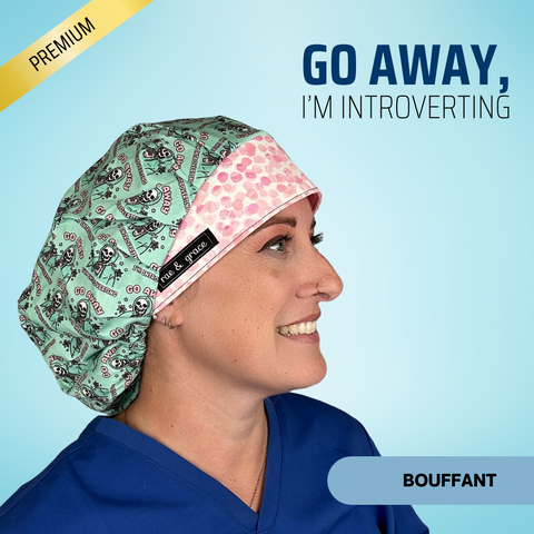 Go Away, I'M Introverting - Scrub Cap - rae & grace - Bouffant
