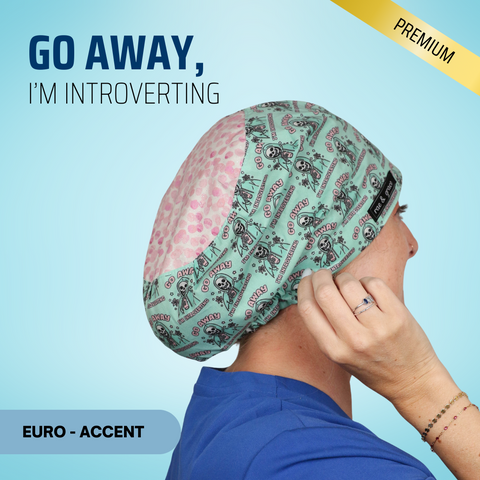 Go Away, I'M Introverting - Scrub Cap - rae & grace - Euro - Accent Top