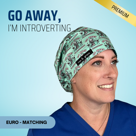 Go Away, I'M Introverting - Scrub Cap - rae & grace - Euro - Matching Top