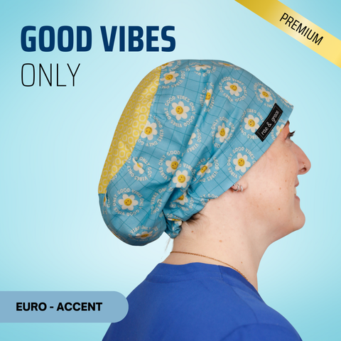 Good Vibes Only - Scrub Cap - rae & grace - Euro - Accent Top