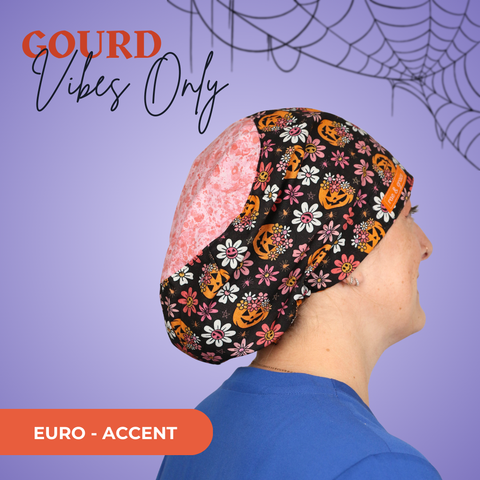 Gourd Vibes Only  - Scrub Cap - rae & grace - Euro - Accent Top