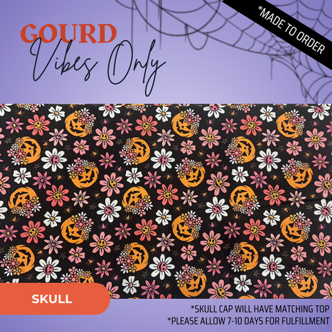 Gourd Vibes Only  - Scrub Cap - rae & grace - Skull Cap - Made to order Please allow 7-10 days for fulfillment.