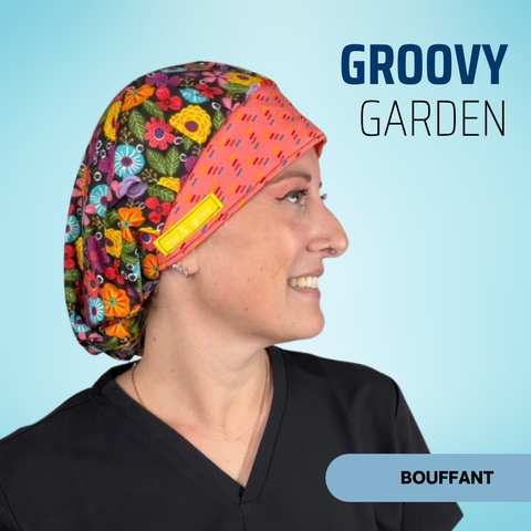 Groovy Garden - Scrub Cap - rae & grace - Bouffant