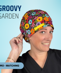 Groovy Garden - Scrub Cap - rae & grace - Euro - Matching Top