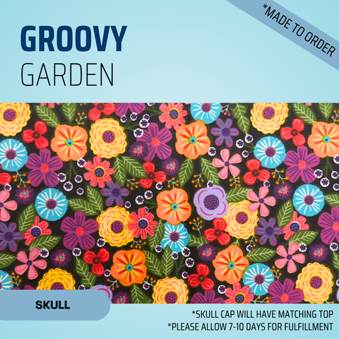 Groovy Garden - Scrub Cap - rae & grace - Skull Cap - *Made to order