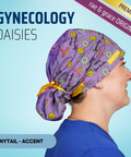 Gynecology Diasies - Scrub Cap - rae & grace - Ponytail - Accent Top