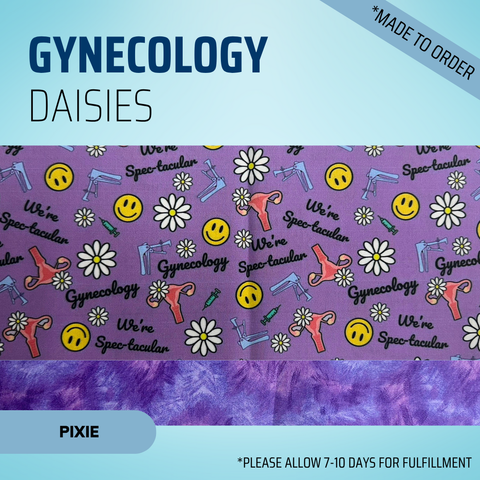 Gynecology Diasies - Scrub Cap - rae & grace - Pixie - Made to order Please allow 7-10 days for fulfillment.