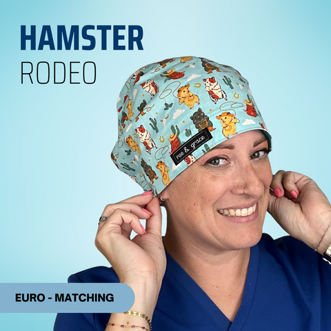 Hamster Rodeo - Scrub Cap - rae & grace - Euro - Matching Top