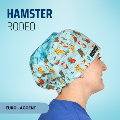 Hamster Rodeo - Scrub Cap - rae & grace - Euro - Accent Top