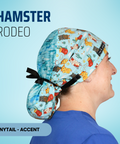 Hamster Rodeo - Scrub Cap - rae & grace - Ponytail - Accent Top