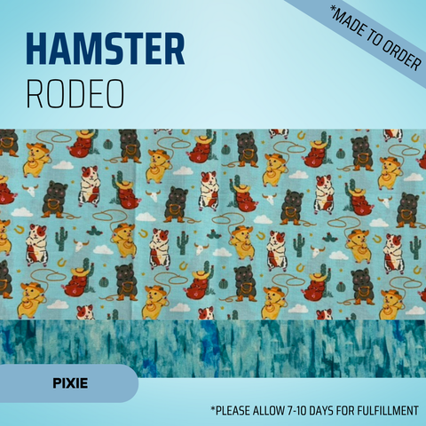 Hamster Rodeo - Scrub Cap - rae & grace - Pixie - Made to order Please allow 7-10 days for fulfillment.