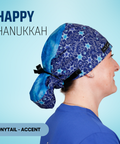 Happy Hanukkah - Scrub Cap - rae & grace - Ponytail - Accent Top