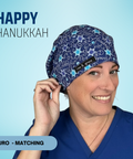Happy Hanukkah - Scrub Cap - rae & grace - Euro - Matching Top
