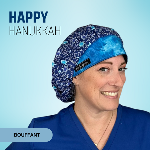 Happy Hanukkah - Scrub Cap - rae & grace - Bouffant
