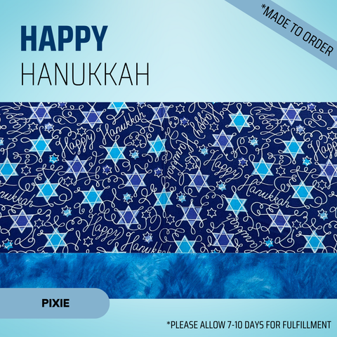 Happy Hanukkah - Scrub Cap - rae & grace - Pixie - Made to order Please allow 7-10 days for fulfillment.