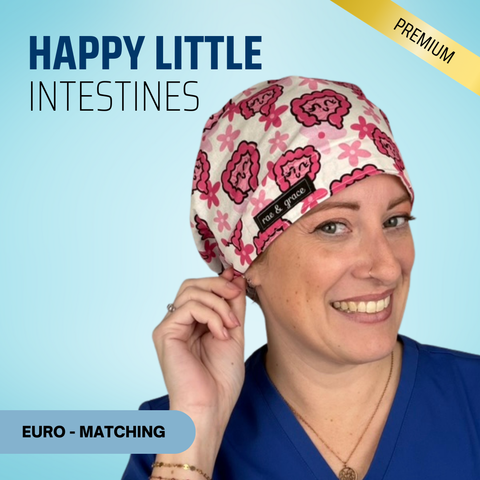 Happy Little Intestines - Scrub Cap - rae & grace - Euro - Matching Top