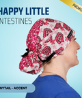 Happy Little Intestines - Scrub Cap - rae & grace - Ponytail - Accent Top