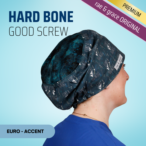 Hard Bone & Good Screw - Scrub Cap - rae & grace - Euro - Accent Top