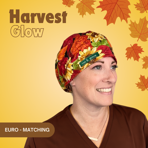 Harvest Glow - Scrub Cap - rae & grace - Euro - Matching Top