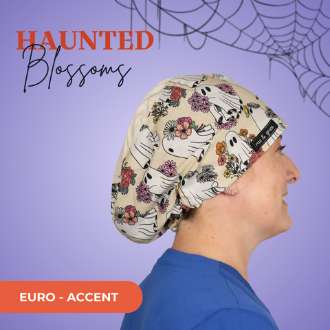 Haunted Blossoms  - Scrub Cap - rae & grace - Euro - Accent Top