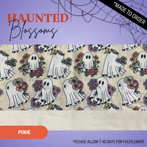 Haunted Blossoms  - Scrub Cap - rae & grace - Pixie - Made to order Please allow 7-10 days for fulfillment.