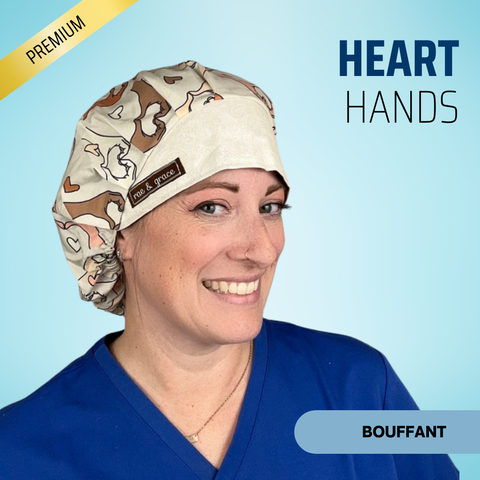 Heart Hands - Scrub Cap - rae & grace - Bouffant