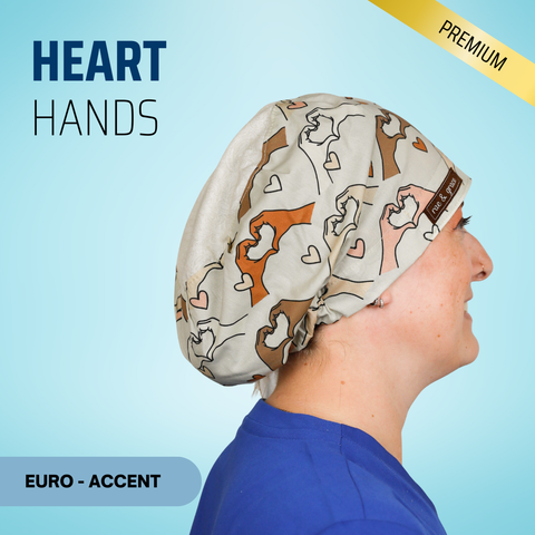 Heart Hands - Scrub Cap - rae & grace - Euro - Accent Top