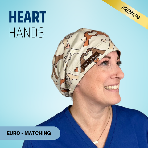 Heart Hands - Scrub Cap - rae & grace - Euro - Matching Top