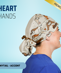 Heart Hands - Scrub Cap - rae & grace - Ponytail - Accent Top