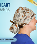 Heart Hands - Scrub Cap - rae & grace - Ponytail - Matching Top