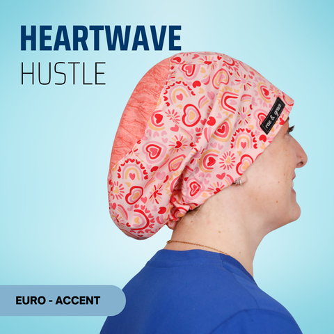 Heartwave Hustle - Scrub Cap - rae & grace - Euro - Accent Top