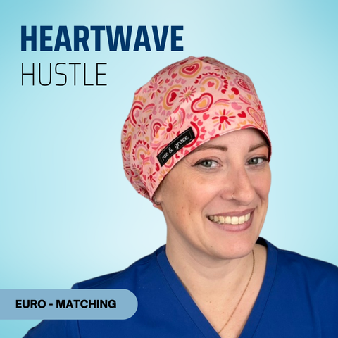 Heartwave Hustle - Scrub Cap - rae & grace - Euro - Matching Top