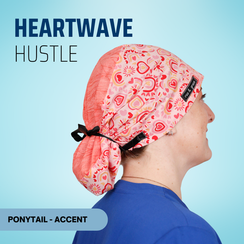 Heartwave Hustle - Scrub Cap - rae & grace - Ponytail - Accent Top