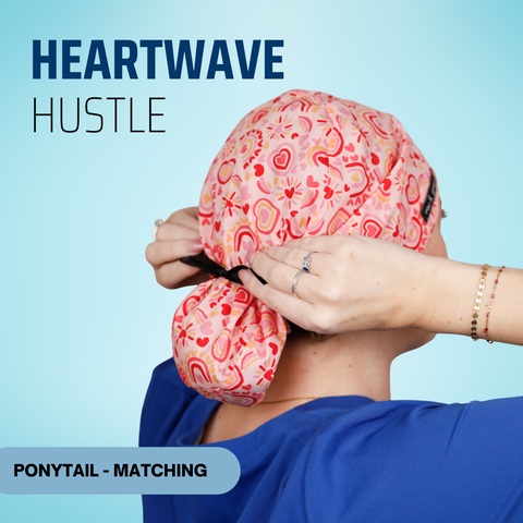 Heartwave Hustle - Scrub Cap - rae & grace - Ponytail - Matching Top