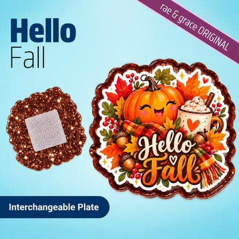 Hello Fall - Badge Reel - rae & grace - Interchangeable Plate Only