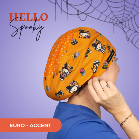 Hello Spooky  - Scrub Cap - rae & grace - Euro - Accent Top