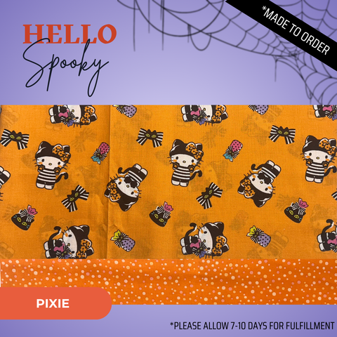 Hello Spooky  - Scrub Cap - rae & grace - Pixie - Made to order Please allow 7-10 days for fulfillment.