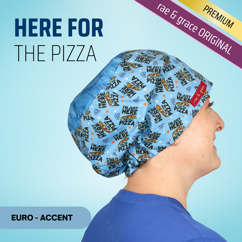 Here For The Pizza - Scrub Cap - rae & grace - Euro - Accent Top