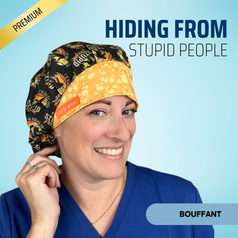 Im Hiding From Stupid People - Scrub Cap - rae & grace - Bouffant