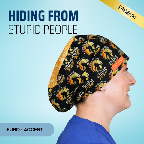 Im Hiding From Stupid People - Scrub Cap - rae & grace - Euro - Accent Top