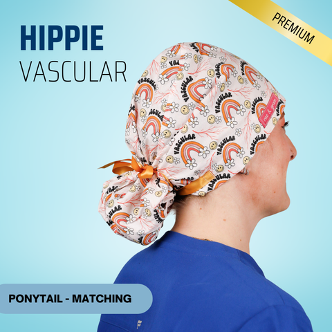 Hippie Vascular - Scrub Cap - rae & grace - Ponytail - Matching Top