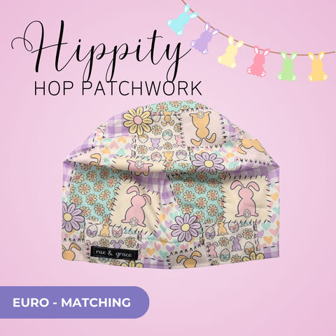 Hippity Hop Patchwork - Scrub Cap - rae & grace - Euro - Matching Top