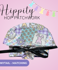 Hippity Hop Patchwork - Scrub Cap - rae & grace - Ponytail - Matching Top