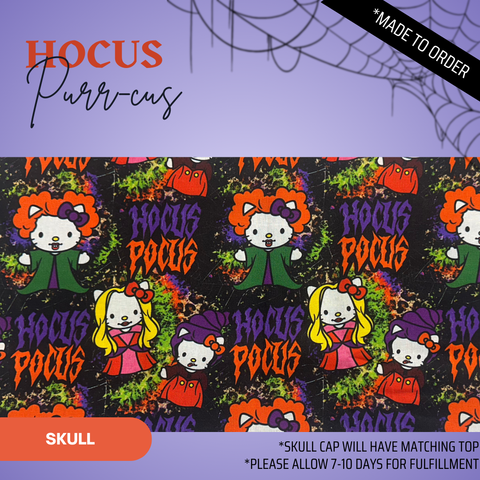 Hocus Purr-Cus  - Scrub Cap - rae & grace - Skull Cap - Made to order Please allow 7-10 days for fulfillment.