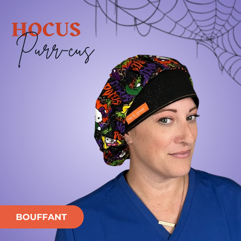 Hocus Purr-Cus  - Scrub Cap - rae & grace - Bouffant